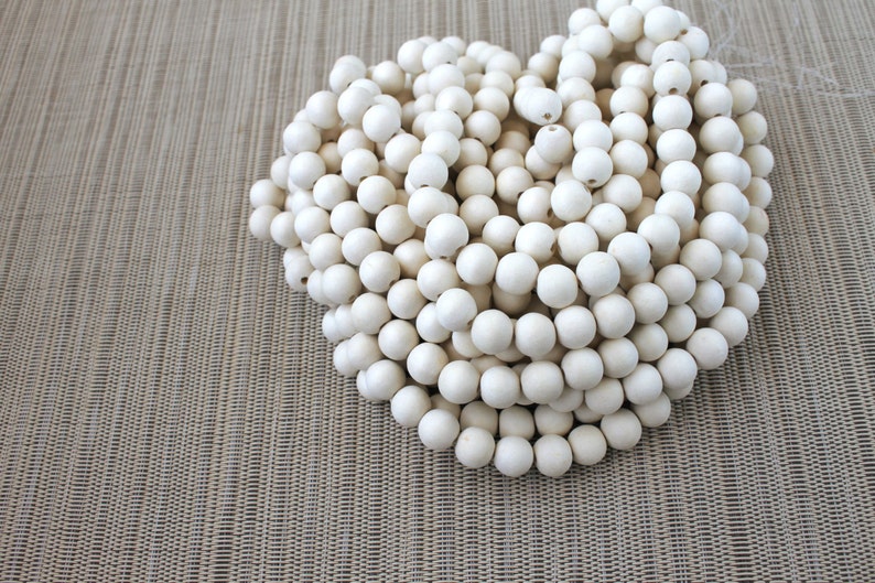 10mm White Cream Ivory Colored Natural Round Wooden Beads Bleached 15 inch strand High Quality Wood Jewelry Craft Supply image 6