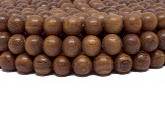 12mm Bayong Redwood Round Premium Wood Beads - Waxed - 15 inch strand