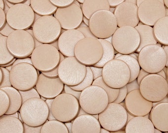 20mm Sand Beige Flat Round Coin Wooden Discs - No Hole- Dyed and Waxed - 20 pieces