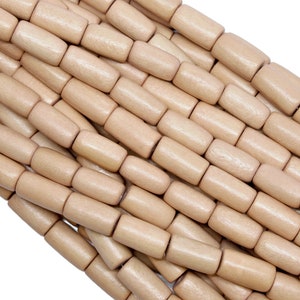 15X8mm Tube Sand Beige Wood Beads - Dyed and Waxed - 15 inch strand