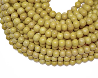 6mm Nangka Jackfruit Round Premium Wood Beads - Waxed - 15 inch strand