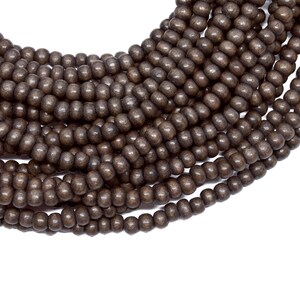 4-5mm Dark Brown Round Wood Beads - Dyed and Waxed - 15 inch strand