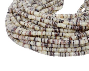 4-5mm Hammer Shell Heishi Beads - Natural Color Seashell - 23 inch strand