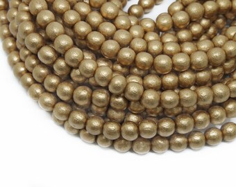 6 mm Metallic Gold Natürliche Runde Holzperlen - Lackiertes beschichtetes Holz - 15-Zoll-Strang - Nontarnish Top Qualität Leicht Schmuck Zubehör
