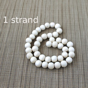 10mm White Cream Ivory Colored Natural Round Wooden Beads Bleached 15 inch strand High Quality Wood Jewelry Craft Supply image 8