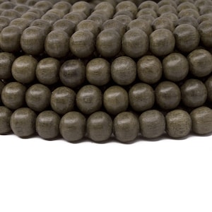 8mm Graywood Round Premium Wood Beads - Waxed - 15 inch strand