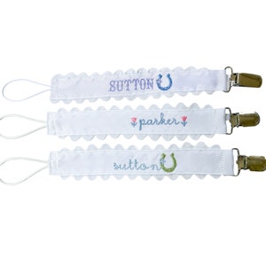 Monogrammed Pacifier Clip | Personalized Embroidered Paci Holder | Baby ...