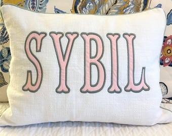 Applique Name Pillow Cover | Nursery Throw Pillow | Coastal Nursery Decor | Baby Room Accessory | Dorm Room  Pillow