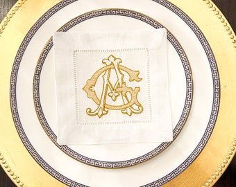 Monogrammed cocktail napkin | personalized linen napkin | engagement gift | wedding napkins | custom monogram | LadyBirdLaneCo