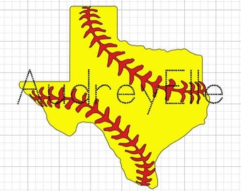 Baseball Softball SVG Texas State Shape