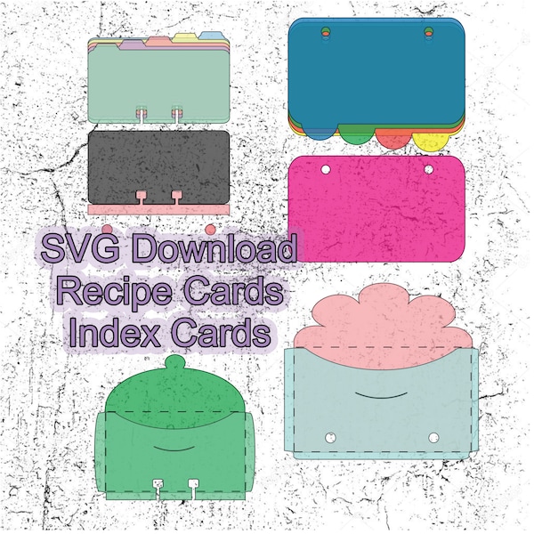 Recipe Cards Dividers and Pockets with 2 hole Punches SVG Cutting File for Download