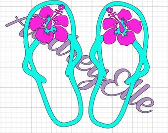 Summer Flip Flops Sandals Hibiscus Flower SVG Cuttable File