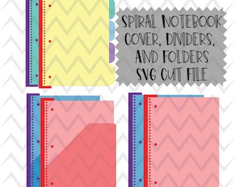 School Spiral Notebook Cover Pocket Folder Divider Set SVG Cut Files 33 Holes 3 hole Punch
