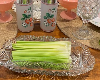 Early American Pressed Glass (EAPG) celery/relish tray Sparkling Cut Glass Saw tooth Edge