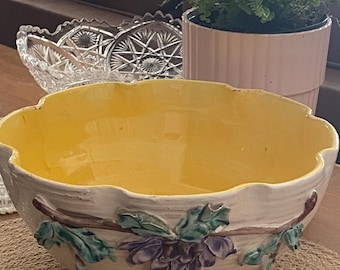 Italian Yellow Majolica Glazed Earthenware Collectible Bowl Vintage