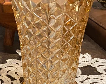Vintage Merigold Carnival Glass Vase Jeanette glass 1950s Stud/Crosshatch pattern