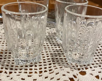 Vintage Federal Glass Company Clear Shot Glasses F Shield Logo set(4)