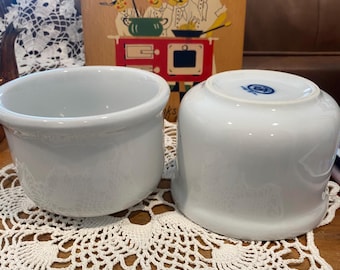 Vintage Cordon Bleu Confit/Soufflé bowls (2) white stoneware