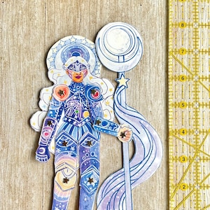 Articulated Paper Doll Kit DIY | Connectors Included | Fantasy Lady Knight Princess Galaxy Celestial Stars Moon Planets DIY Doll Puppet