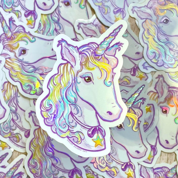 Holographic Unicorn Sticker | Rainbow Sticker Celestial Rainbow Unicorn Sticker Mythology Stickers Laptop Bottle Stickers Animal Sticker