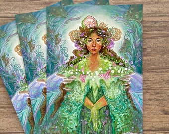 Nature Fairy 5x7 Print | Floral Art Print ACoFaF Critical Role Inspired Faerie Illustration Concept Art Wall Art Prints Fantasy Art Print