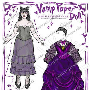 Vampire Paper Doll Kit DIY | Halloween Puppe Malseite Ausmalbild Halloween Ausmalbild Puppe Puppe Nadja
