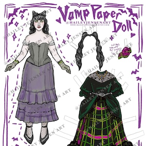 Vampire Paper Doll Kit DIY | Halloween Puppe Malseite Ausmalbild Halloween Ausmalbild Puppe Puppe Nadja