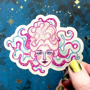 Fantasy Queen Sticker | Octopus Sticker Vinyl Die Cut Ocean Princess Historical Historic Fantasy Fashion Cute Laptop Sticker Bottle Stickers