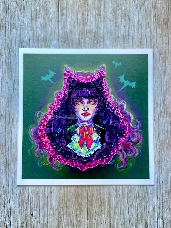 Glitter Vampire Vinyl Sticker | Nadja What We Do Shadows Halloween Stickers Vampira Spooky Halloween Witch Dracula Laptop Bottle Phone