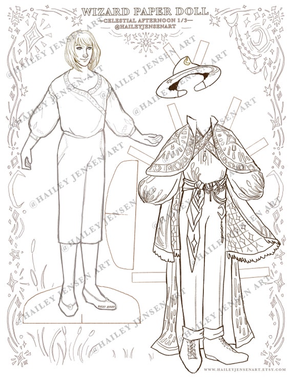 Paper Doll Kit DIY Wizard Doll Printable Paper Doll Download Etsy