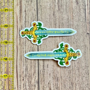 Set of 2  Magic Sword Stickers | Medieval Sticker King Arthur Sticker Lady Knight Merlin Stickers Glossy Die Cut Journal Stickers