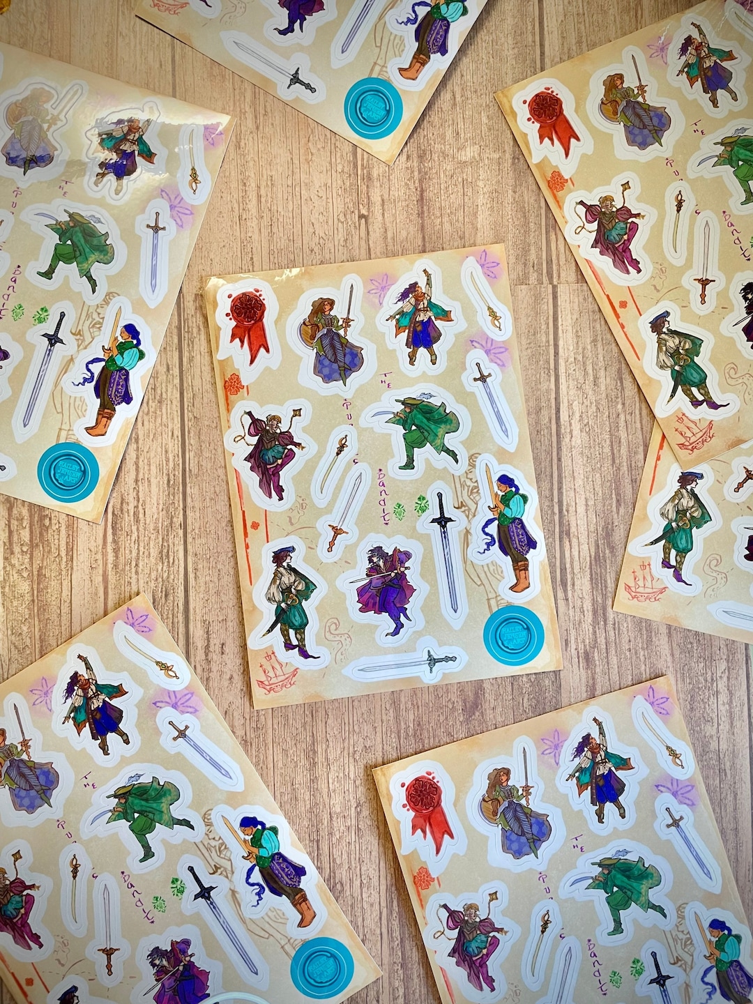 5x7 Lady Knight Sticker Sheet D&D Swords Swordfighter Medieval Women ...