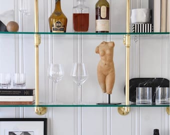 Wall-Mounted French Bistro Shelves for Bar or Kitchen (Custom)