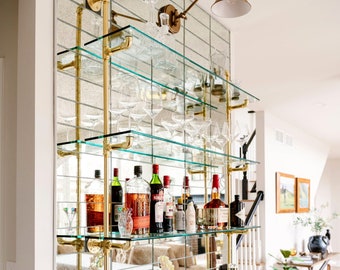 French Bistro Shelves (Standing with Outward Facing Supports) for Bar or Kitchen (Custom)