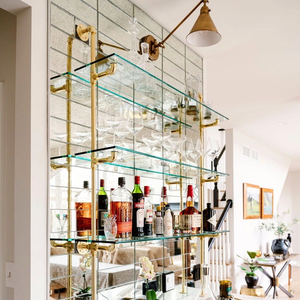 French Bistro Shelves (Standing with Outward Facing Supports) for Bar or Kitchen (Custom)