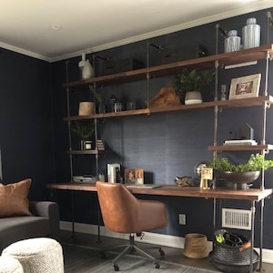 Butcher Block Office Desk Built-In