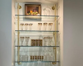 Modern Wall Mounted Brass Shelves for Bar or Kitchen (Custom)
