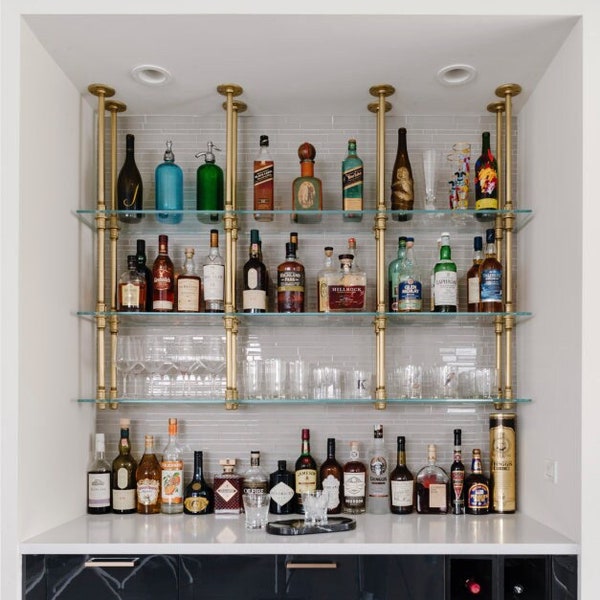 Ceiling-Mounted French Bistro Shelves for Bar or Kitchen (Custom)