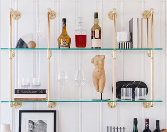Wall Mounted French Bistro Glass Shelves