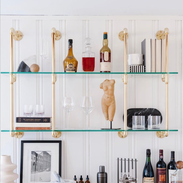Wall Mounted French Bistro Glass Shelves