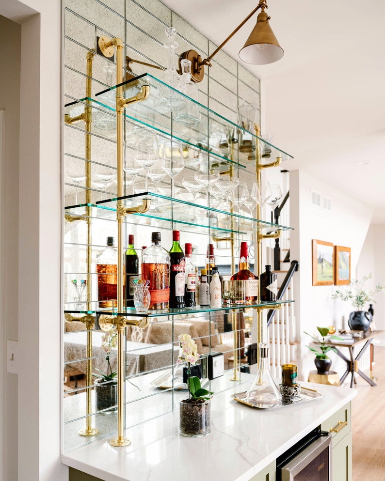 French Bistro Shelves Standing with Outward Facing Supports for Bar or Kitchen Custom image 1