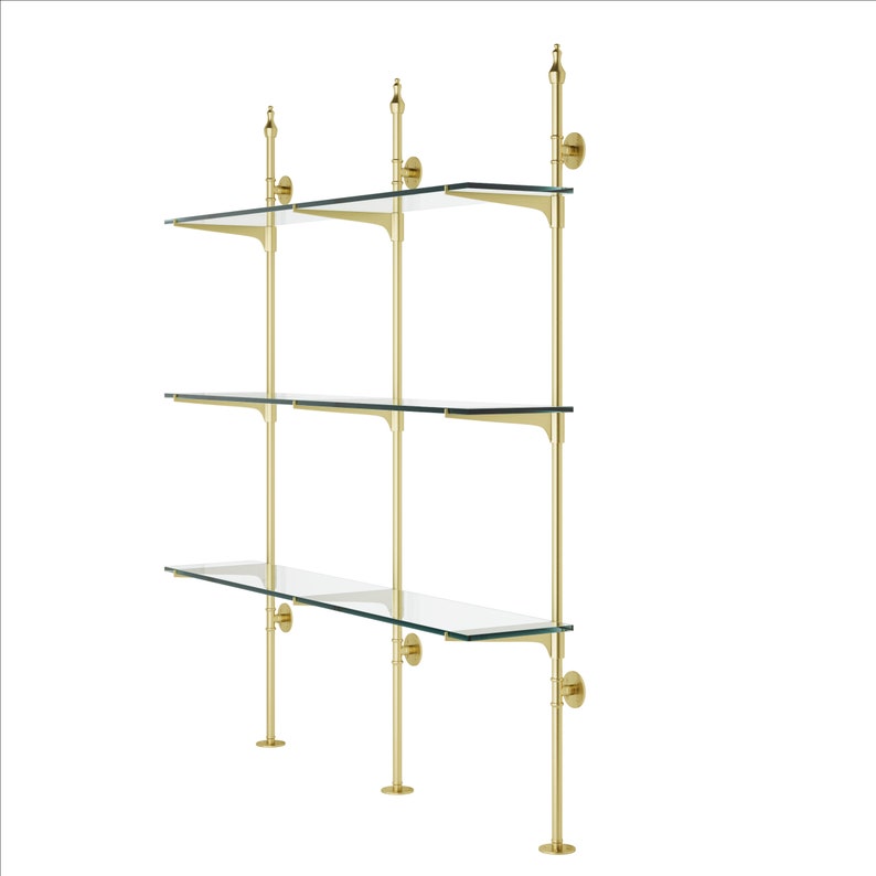 French Bistro Cantilever Brass Shelves for Bar or Kitchen Counter to Wall Custom image 3