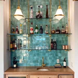 Brass-Plated French Bistro Shelves for Bar or Kitchen (Custom)