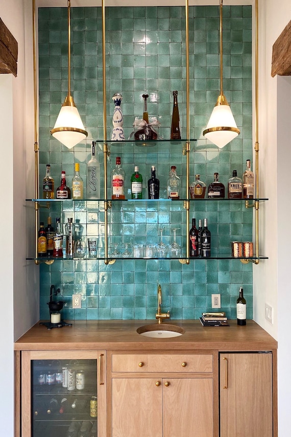 Brass-plated French Bistro Shelves for Bar or Kitchen custom 