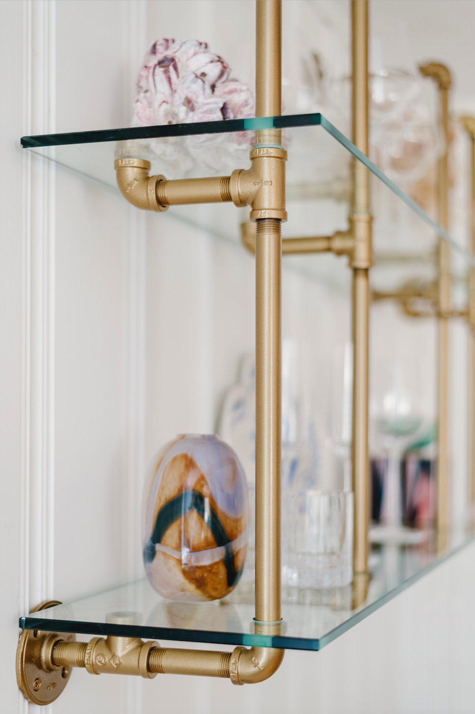 Wall Mounted French Bistro Glass Shelves Etsy