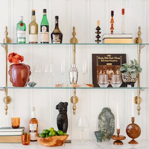 French Bistro Cantilever Brass Shelves for Bar or Kitchen Wall Mounted (Custom)