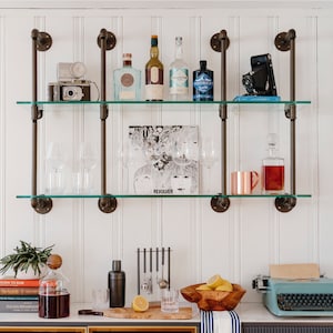 Wall-Mounted French Bistro Shelves for Bar or Kitchen (Custom)