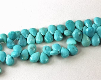Genuine Turquoise Flat Teardrops Briolette Beads 12-14 mm 2pcs