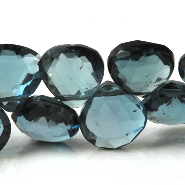 London Blue Topaz Herz Briolette, Deiner Wahl von 1, 2, 3, 4, 5, oder 6 Topas, ECHTER TOPAS 7mm bis 8,3mm Deep Smoky Blue Teal KJ