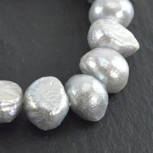 Silber Perlen grau Kartoffel Perlen Druzy Perlen große Größe 7 x 9 mm natürlichen Süßwasser-Perlen-Full-Strand Grau Perlen KJ